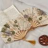 Elegant Vintage Watercolor Painting Fan with Tassel - Portable Chinese Style Dance Fan, Handheld Ornament Suitable for Men and Women Daily Use