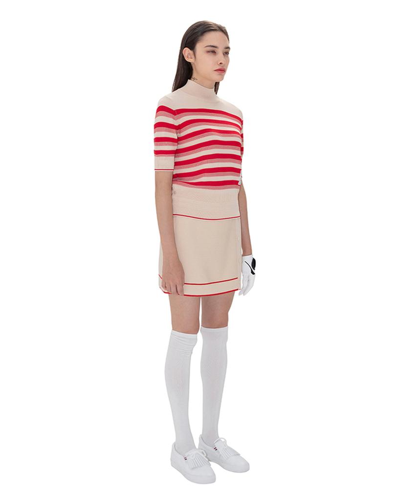 AVEN Hampton Striped Mid-Neck Knit Red