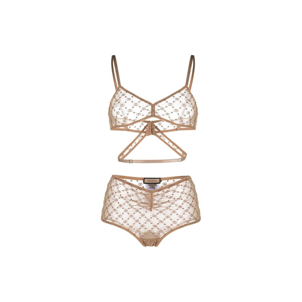 Gucci Тюлевый комплект нижнего белья с вышивкой Звезды Gg 695771-XUAEB-6851