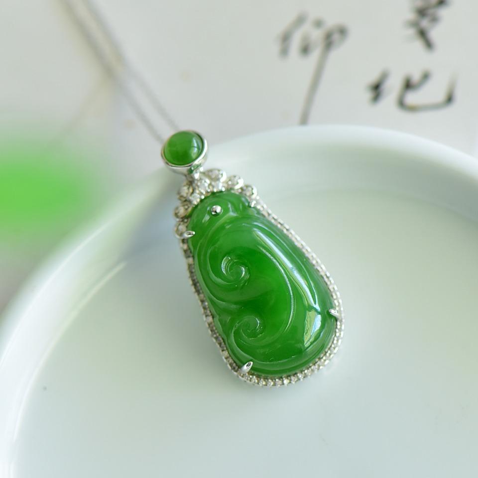 Hotan Jade Jade S925 Silver Inlaid Ethnic Style Ruyi Women's Simple Pendant Necklace
