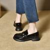 Round Head Loafers Women's 2024 Autumn New Patent Leather Flat Bottom One-pedal Single Shoes Four Seasons Commuting Women's Small Leather Shoes