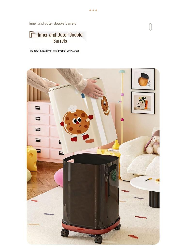 Wheeled Flip-Top Trash Can: Large Capacity for Living Room