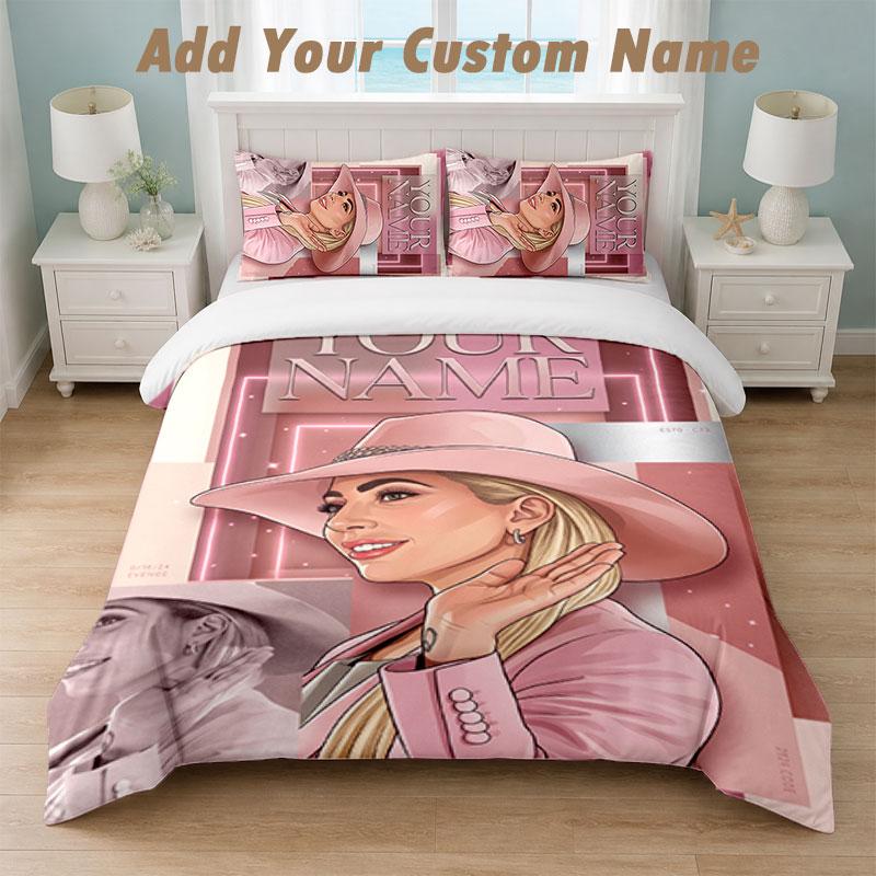 Bedding Set 1 Duvet Cover 2 Pillowcases Lady Gaga Print Soft Bed Linen Bedroom Decor