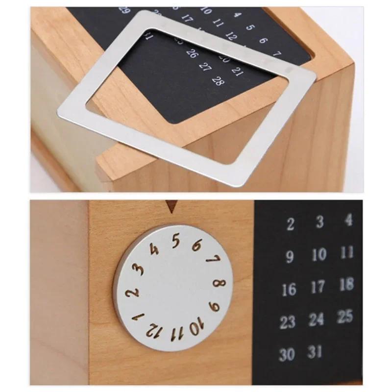 Multifunctional Wooden Desktop Organizer - Calendar & Pen Pencil Holder for Home Office