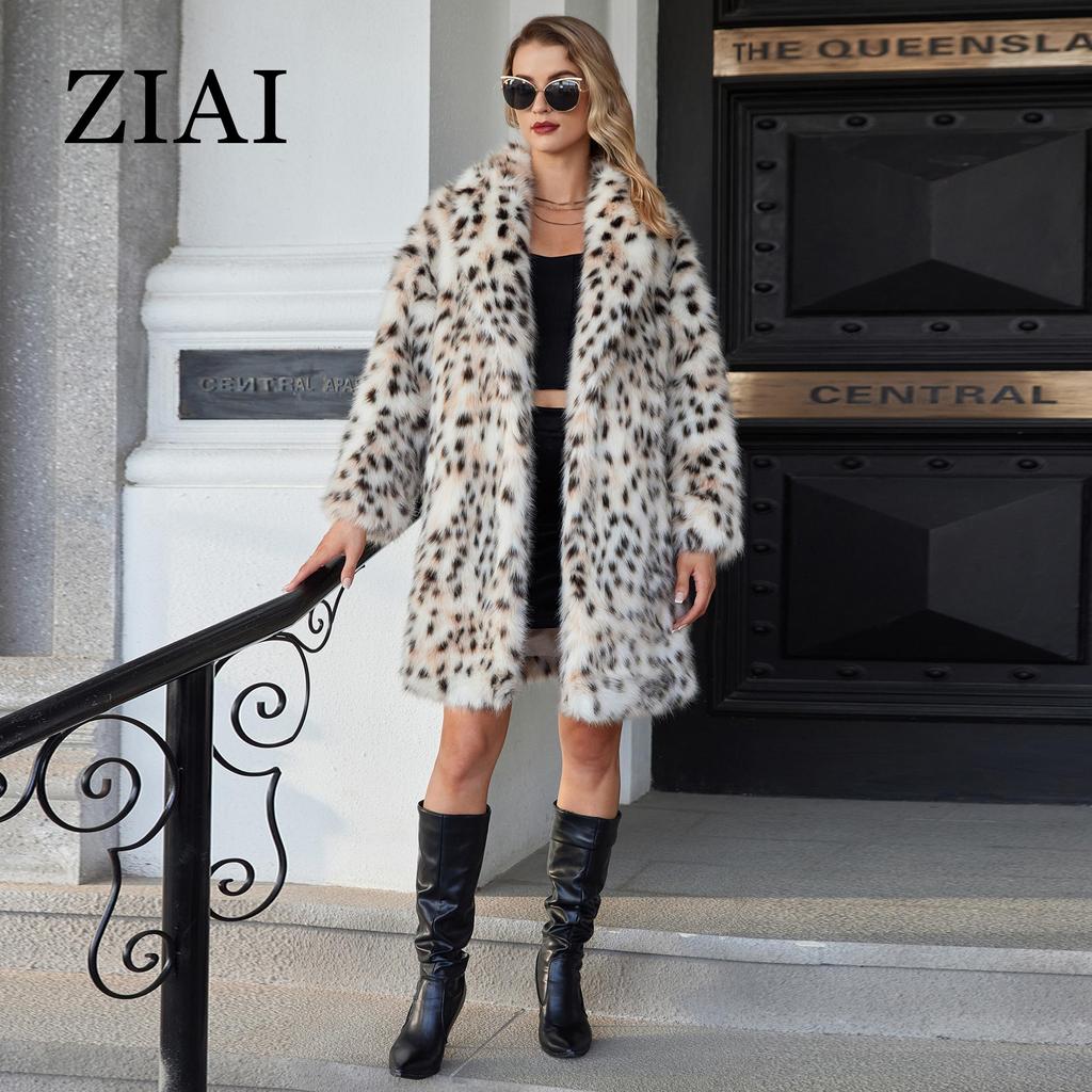 ziai Длинное искусственное меховое пальто для женщин 2024 года, зимняя свободная меховая куртка-кардиган большого размера, стильное женское роскошное меховое пальто для девочек ZN-30183