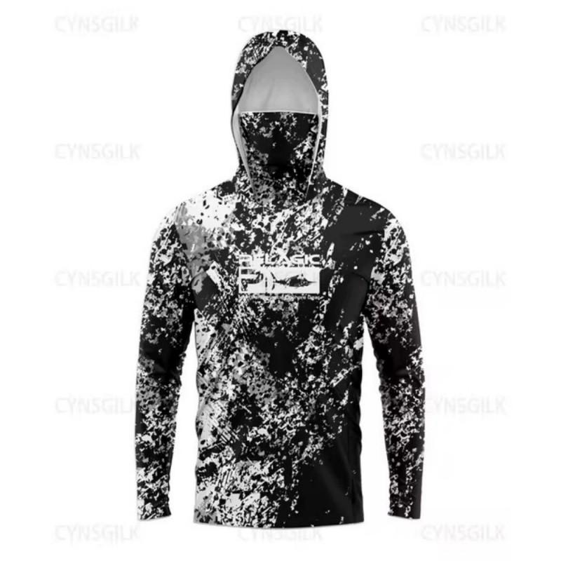 Mens Quick-Dry UV Protection Fishing Shirt With Hood Long Sleeve Sunproof Outdoor Sport Top