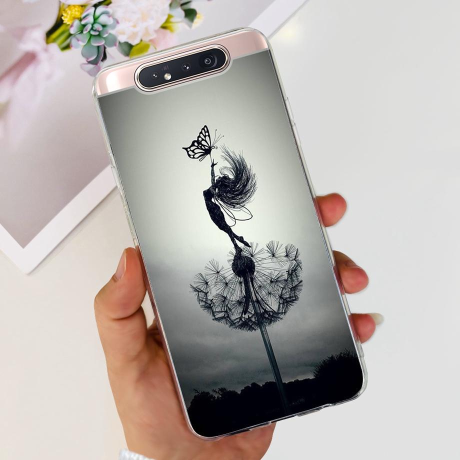 Прозрачный Мягкий ТПУ Чехол для Телефона Для Samsung Galaxy A80 Samsung A90 Чехлы Женский Модный Девичий Рисунок Funda Бампер GalaxyA80