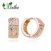 Серьги-клипсы MINTHA, модные серьги цвета розового золота, свадебные повседневные модные украшения, серьги с кубическим цирконием для женщин, круглые серьги с геометрической формой для невесты