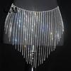 Rhinestone Tassel Waist Chain for Women, Sparkly Sexy Belly Dance Body Skirt-Style Adjustable Parties Hip Accessory, Elastic Belt Stage Performance