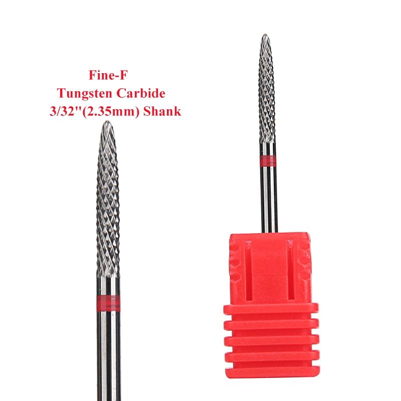 1 шт., конусное сверло для ногтей из карбида вольфрама 3/32 дюйма, вращающиеся фрезы для маникюра, аксессуары для электродрелей, инструмент для фрезерования ногтей