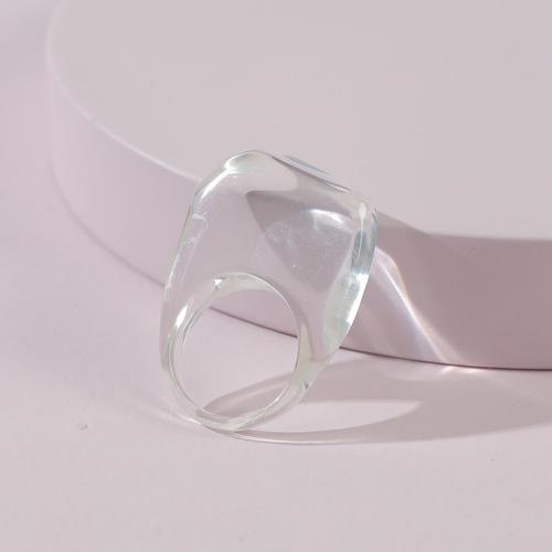 Candy Colored Resin Ring Transparent Geometric Ring Y2K Yabi Size Decorative Ring with Accessories