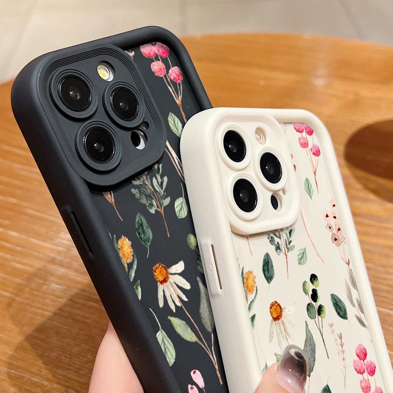 Цветные Растения Мягкий ТПУ Чехол для iPhone 16e 15 16 Pro Max 14 Plus 13 12 11 Pro Max XR X XS 7 8 Ударопрочный Силиконовый Чехол для Телефона