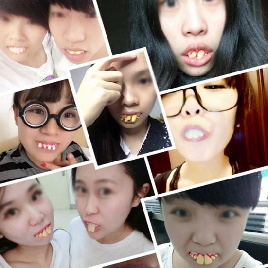 10Pcs Funny Vampire Zombie Denture Teeth Halloween Cosplay Costume Trick Toys