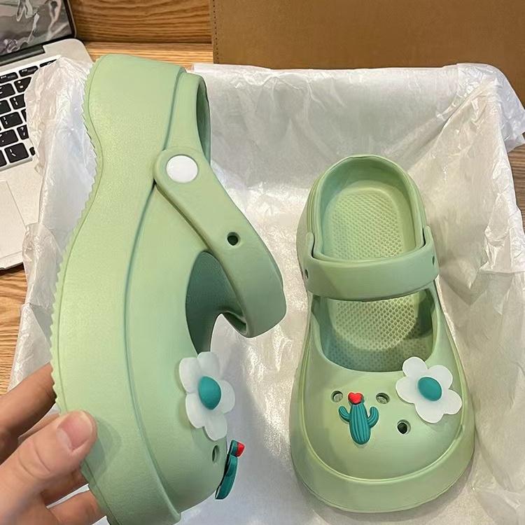 Обувь для женщин 2024 года, летние мюли с круглым носком, босоножки, высокие женские тапочки, белые шлепанцы с каблуком Cloud, новая коллекция 39 Eva WI