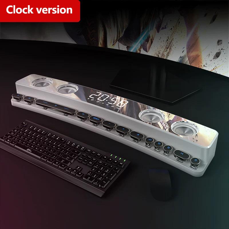 Clock Bluetooth Wireless Game Speaker Soundbar 3D Stereo Subwoofer Computer Loudspeaker with Light Soundbar for Tv Home Theater