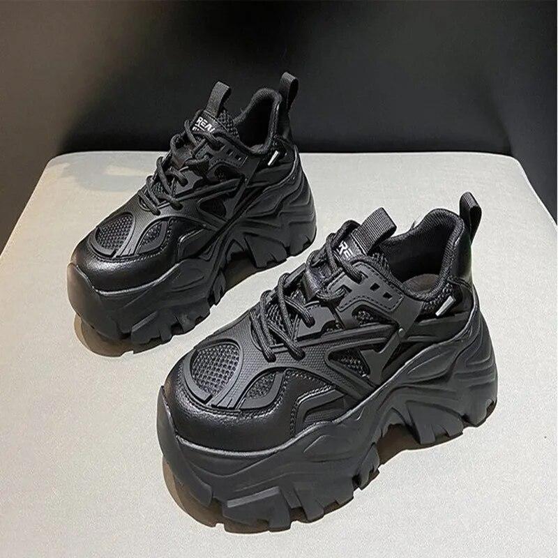 Women's Summer Platform Shoes Fashion Comfortable Lace-up Mesh Sneakers Women's All-match Walking Shoes Casual Shoes for Women