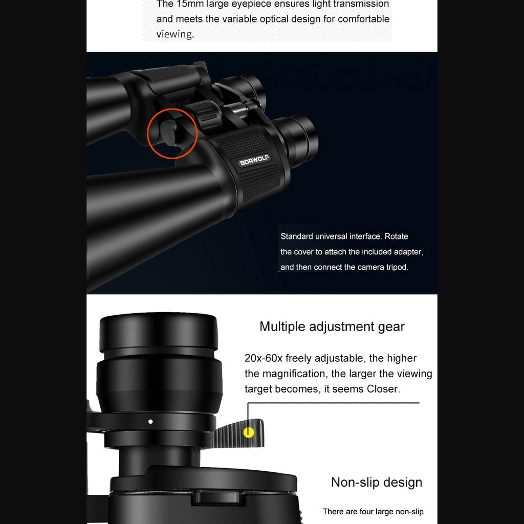 20-60X70 Binoculars High Magnification Long Range Zoom 60 Times Hunting Astronomical Telescope HD Professiona Zoom