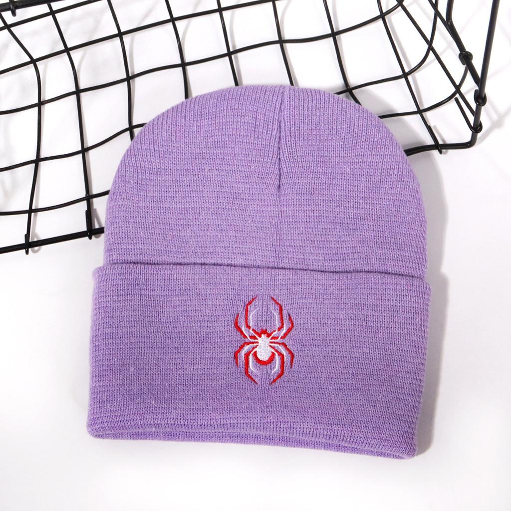 Street Style Spider Pattern Knitted Cap With No Brim For Winter Casual Wear
