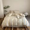 COMOLIVING Yarn-Dyed Striped 4-Piece Bedding Set