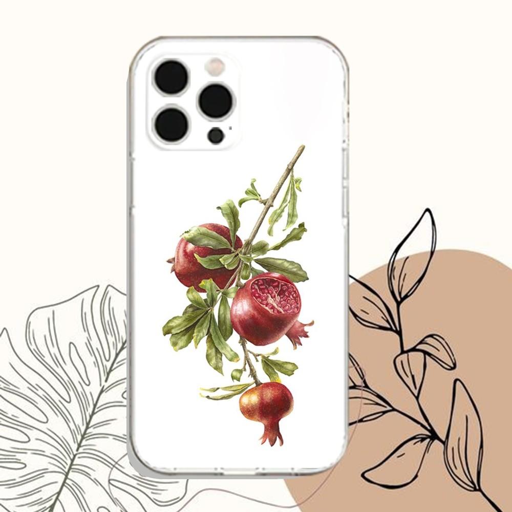 Красный Фруктовый Гранат Чехол для Телефона Для iPhone Apple 15,14,13,12,Мини,11,Про,Макс,Плюс,X,XR,XS,8,SE,2020,Плюс Прозрачная Крышка