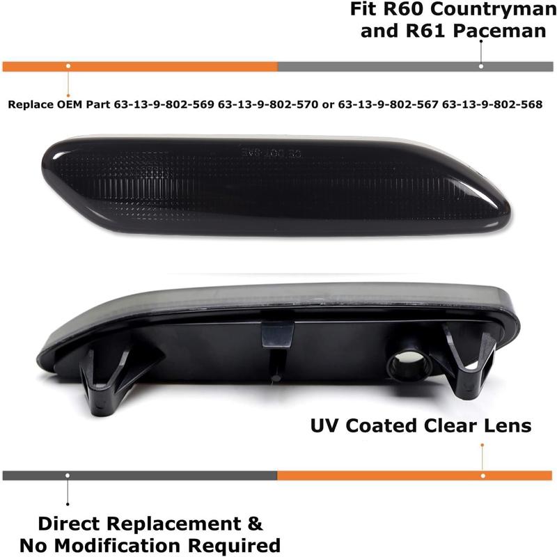 LED Turn Signal Light Housing Replacements For Mini Cooper R60 R61 Countryman Paceman Front Side Marker Lights ,No Bulb/Socket