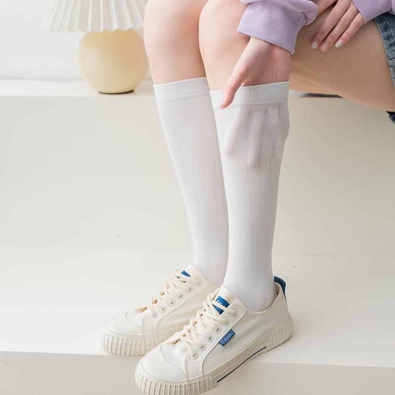 Summer Thin and Slimming Calf Socks for Women, Light and Breathable Calf Student Socks, Spring and Summer Long Socks