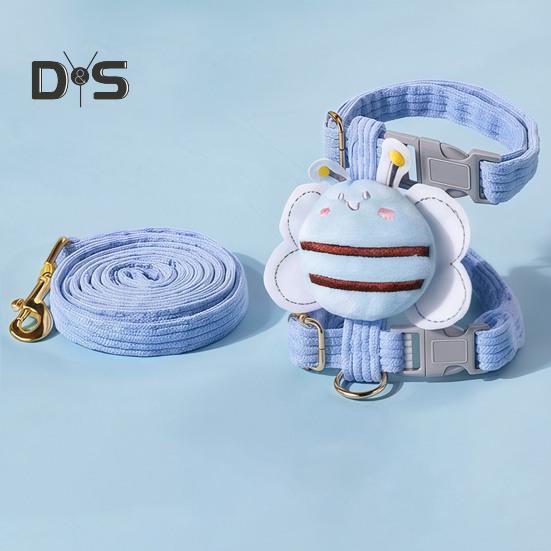 Комплект шлейки и поводка для кошек, регулируемая шлейка для котят с защитой от побега и рисунком пчелы для маленьких и средних кошек и собак на открытом воздухе