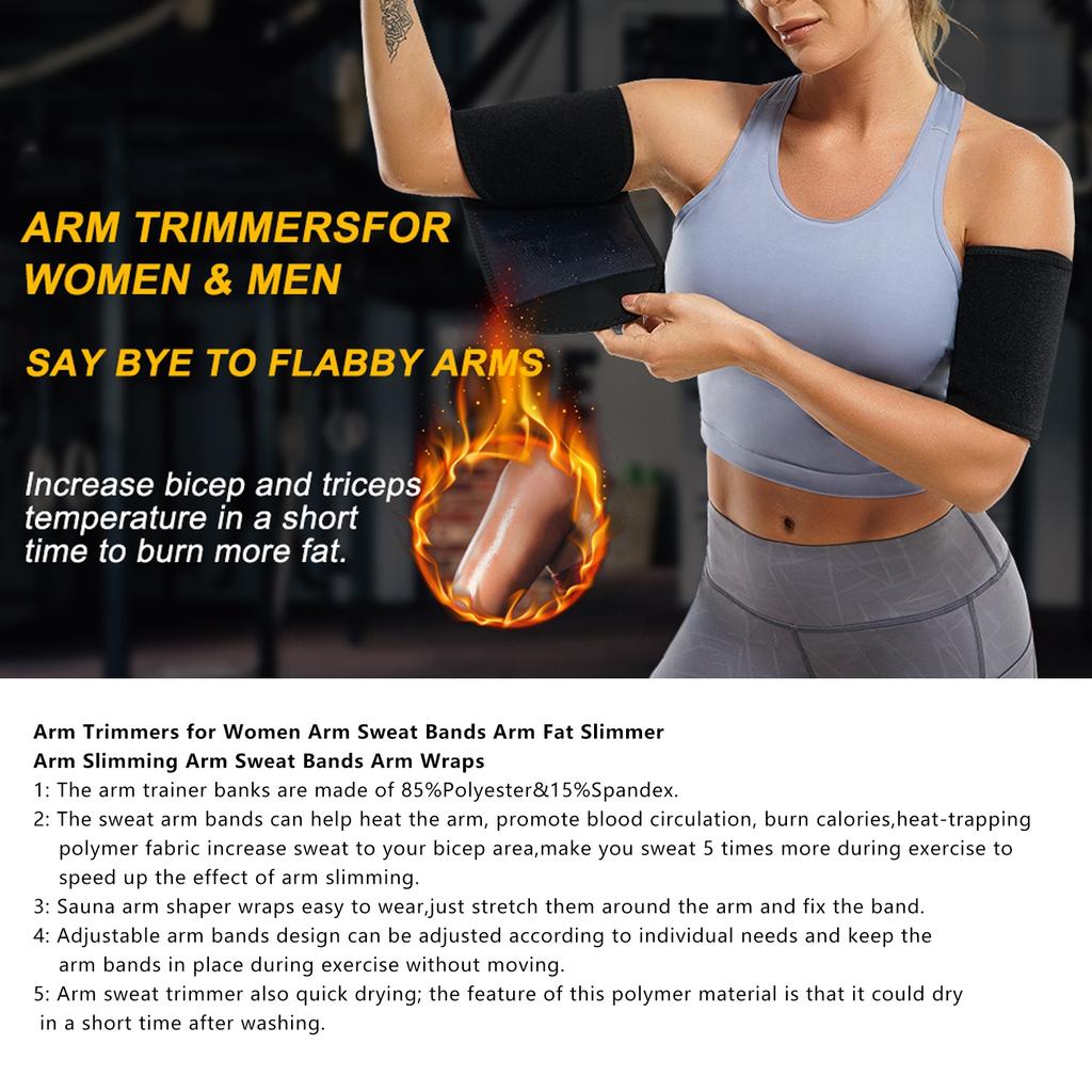 1 Pair Arm Trimmers for Women and Men Pair Sauna Sweat Arm Shaper Bands Adjustable Arm Trainer Toner Sleeves for Sports Workout