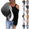 Women's Hollowed Out Fashionable Casual Floral Print Off Shoulder Hoodie Top