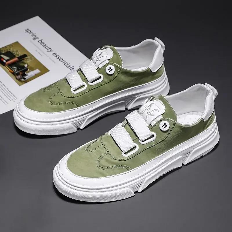 Кроссовки для бега и спорта из вулканизированной кожи для мужчин, для ходьбы, дышащие кроссовки, мужские повседневные слипоны, трендовая обувь 2024 года, бесплатная доставка