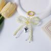1Pc Handmade Pearl  Double Bow Shaped Pendant Keyring Ornament Delicate Beaded Keychain Diy Decoration For Bags Phones