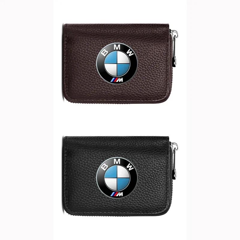 BAEG1 New 2025 Leather Emblem Car Key Case Keychain Zipper Key Case Bag For 50th BMW M M3 M5 M6 M2 E46 E90 E60 F10 F30 E39 E36 F20 E87