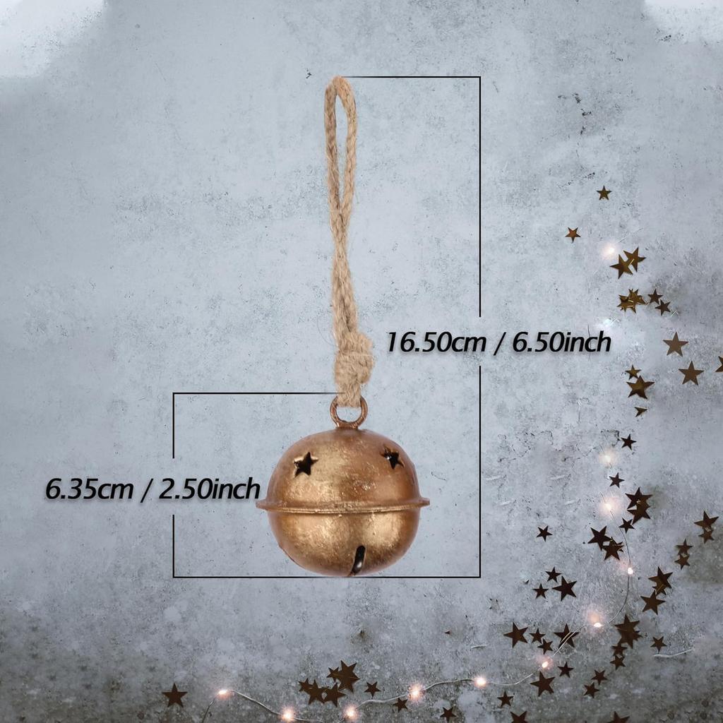 5-Piece Rustic Christmas Bell Set for DIY Holiday Decor, Vintage Sleigh and Witch Bells for Garden, Porch, and Tree Ornaments