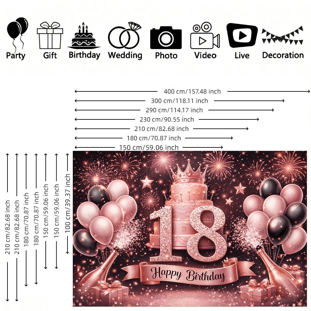 1pc 18th Birthday Ceremony Background Banner suitable for birthday celebrations festival gatherings and anniversaries