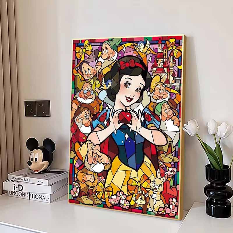 Disney Алмазная живопись Белоснежка Витражное окно Тема Иллюстрация Мозаика Ремесло Хобби Сделай сам Подарок Домашний декор Вышивка
