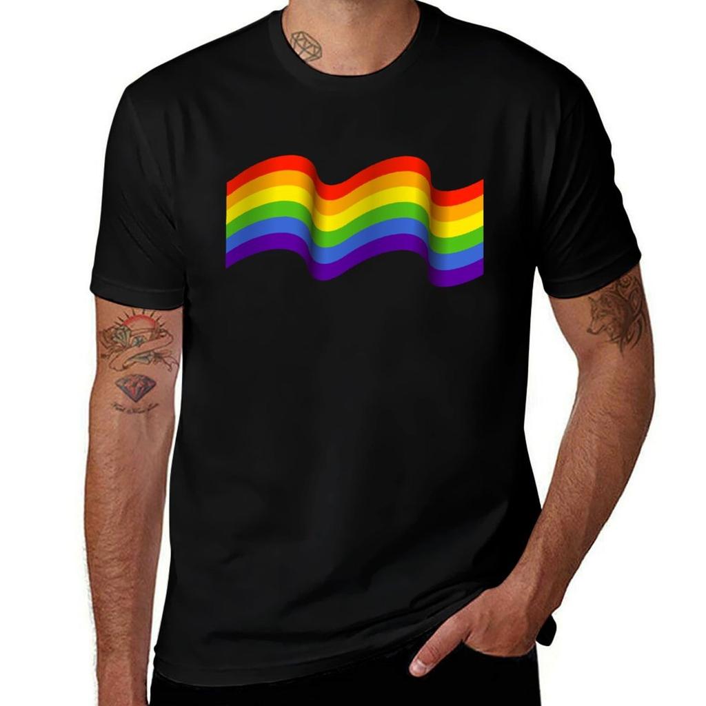 RAINBOW waving banner TShirt Plus Size NonShrink TShirt