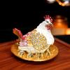 Фигурка цыпленка со стразами Металлическая имитация курицы Брелоки Шкатулка Контейнер Держатель Декорация для дома и офиса Настольное украшение