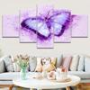 Paintings Canvas 5 Piece HD Print Picture Modern Poster Purple Butterfly Decoration Wall Art for Home Decorations Wall Decor No Frame