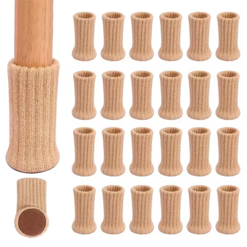24Pcs Adorable Silent Knitted Furniture Legs Sock Felt Base Anti-Slip Chair Leg Cover Thickened Universal Floor Protector Table
