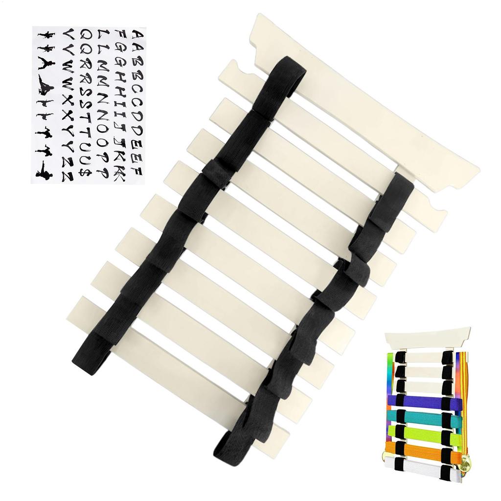 Держатель для демонстрации поясов по карате Держатель для демонстрации поясов по боевым искусствам с вешалкой и наклейками Не требует сборки Стеллаж для хранения для подростков