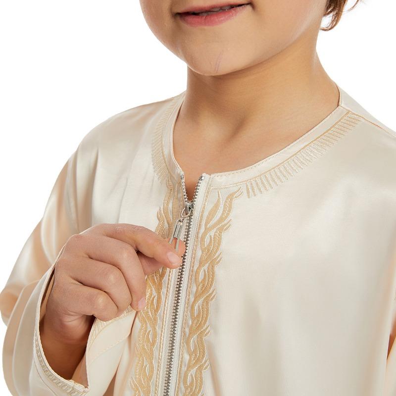 Muslim Saudi Arab Kids Boys Kaftan Robe Dishdasha Abaya Thobe Jubba Thoub Dress