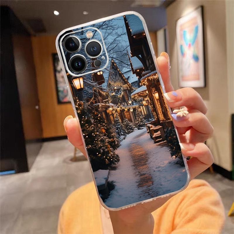 Winter Christmas Snowflake Phone Case Carcasa Funda For iPhone 17 Pro Max Air 16 15 14 13 Pro Max 15 16 Pro 15Plus Case