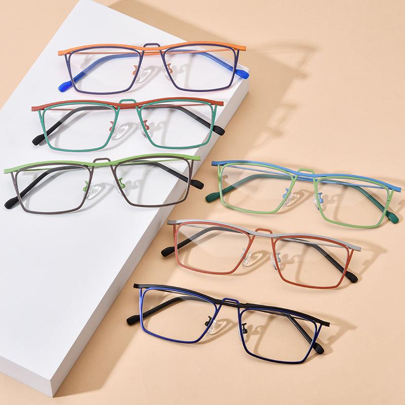 Unisex Retro Geek Multi-Color Titanium Myopia Glasses Frame