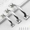 2Pcs/Pack Door Lock 3/4/5/6 Inch Garage Silver Knob Hardware Pull DIY Handle Furniture Bow-shaped Stainless Steel