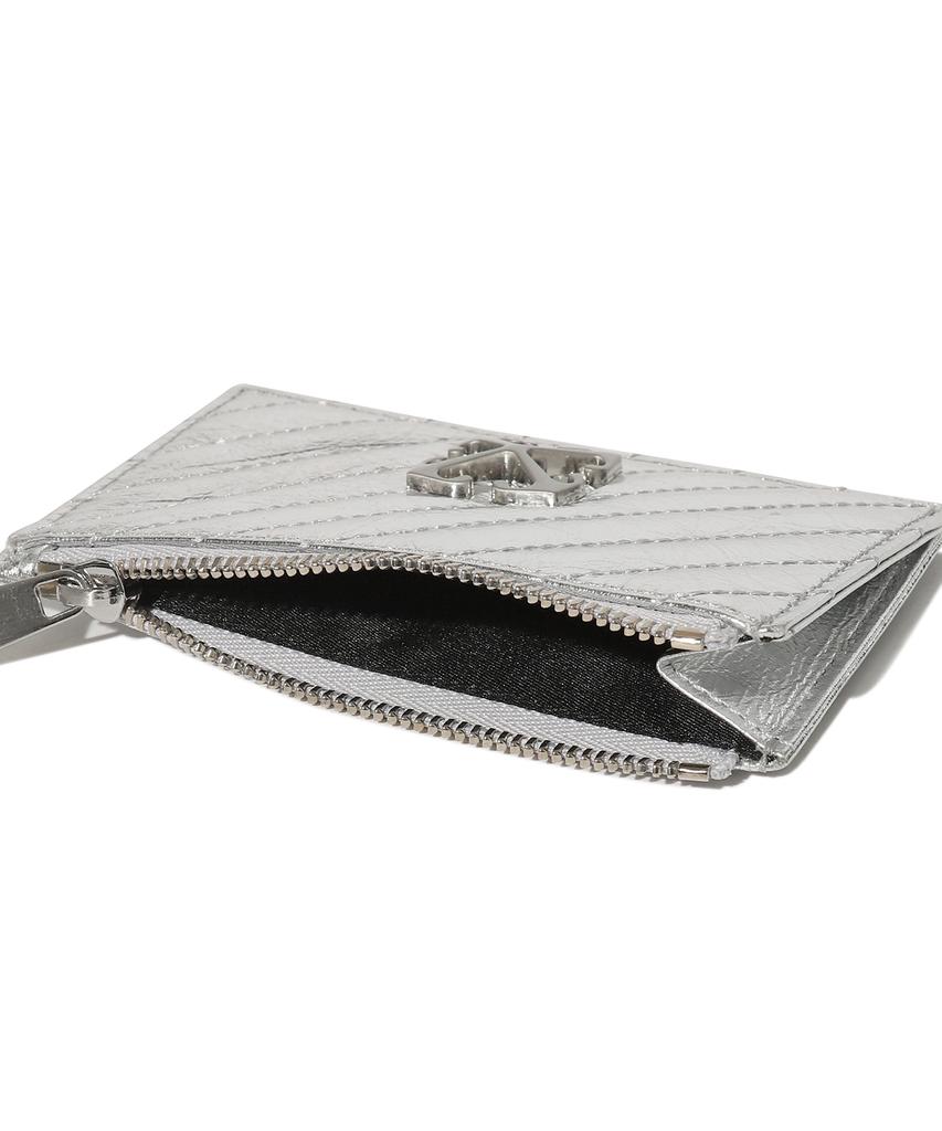 Off-White Quilted Card Wallet Short (Silver)