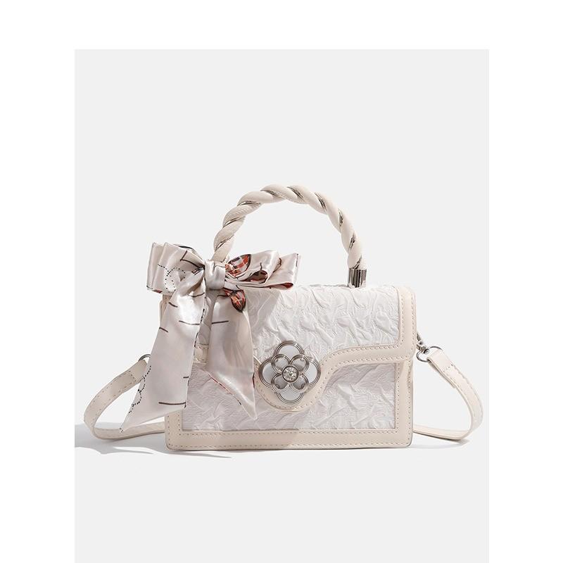 Ielgy Small Square Bag Niche Design High-End Bow Crossbody Bag