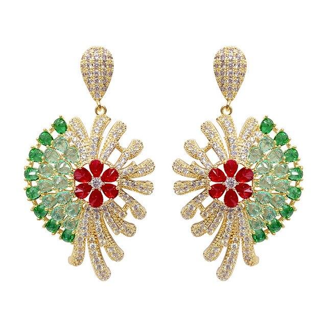 Брендовые ювелирные изделия для женщин, новые модные свадебные серьги с цветами, серебряные иглы, микро-паве, серьги-подвески с кубическим цирконием