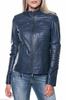 Blue Jacket Women's Stylish Leather Handmade New Lambskin Casual Biker Motorcycle