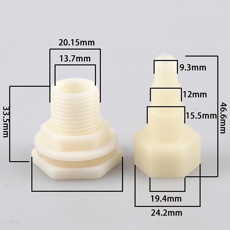 1/2" tank Bulkhead Pipe Joints bucket inlet outlet connector water tank drainage