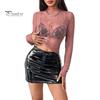 Women Tops Half High Collar Long Sleeve Embroidery Lace Flower Pattern Blouse Perspective Effect Bottoming Tops